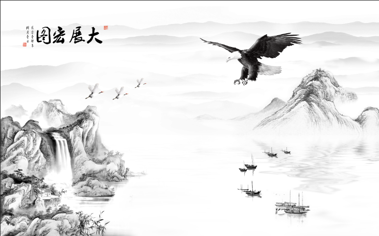 新中式背景墙黑白