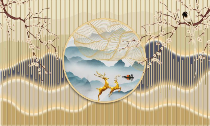 新中式工笔花鸟屏
