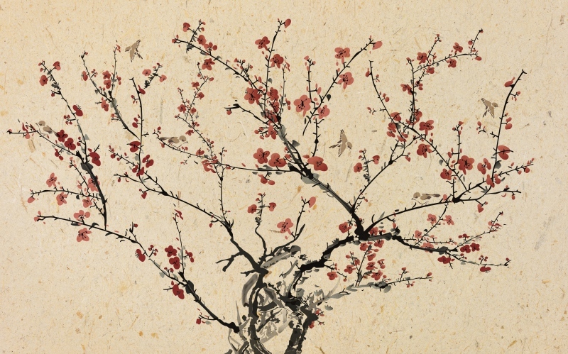 新中式手绘梅花花