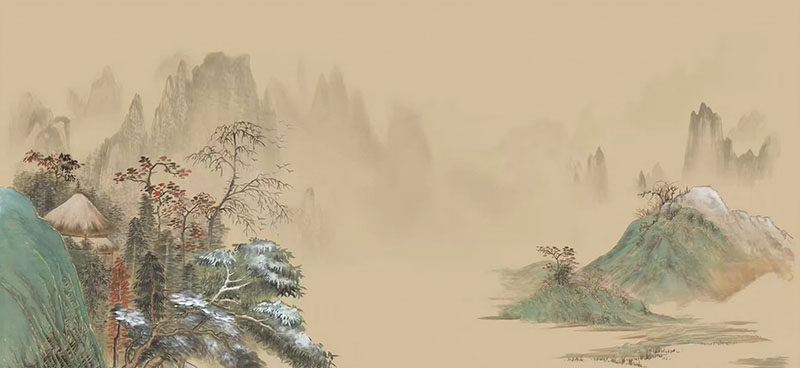 新中式山水背景墙