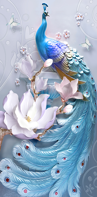 简约浮雕立体孔雀