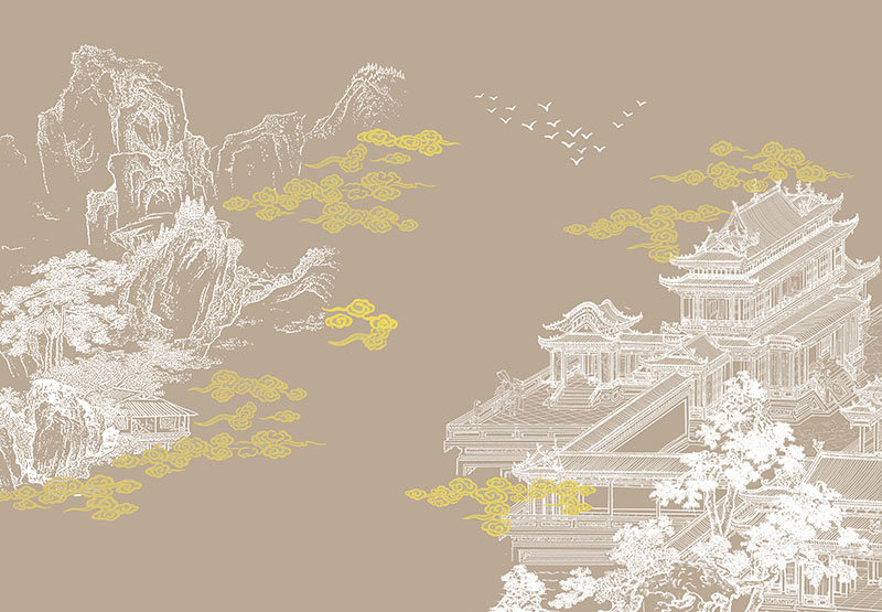 新中式背景墙金色