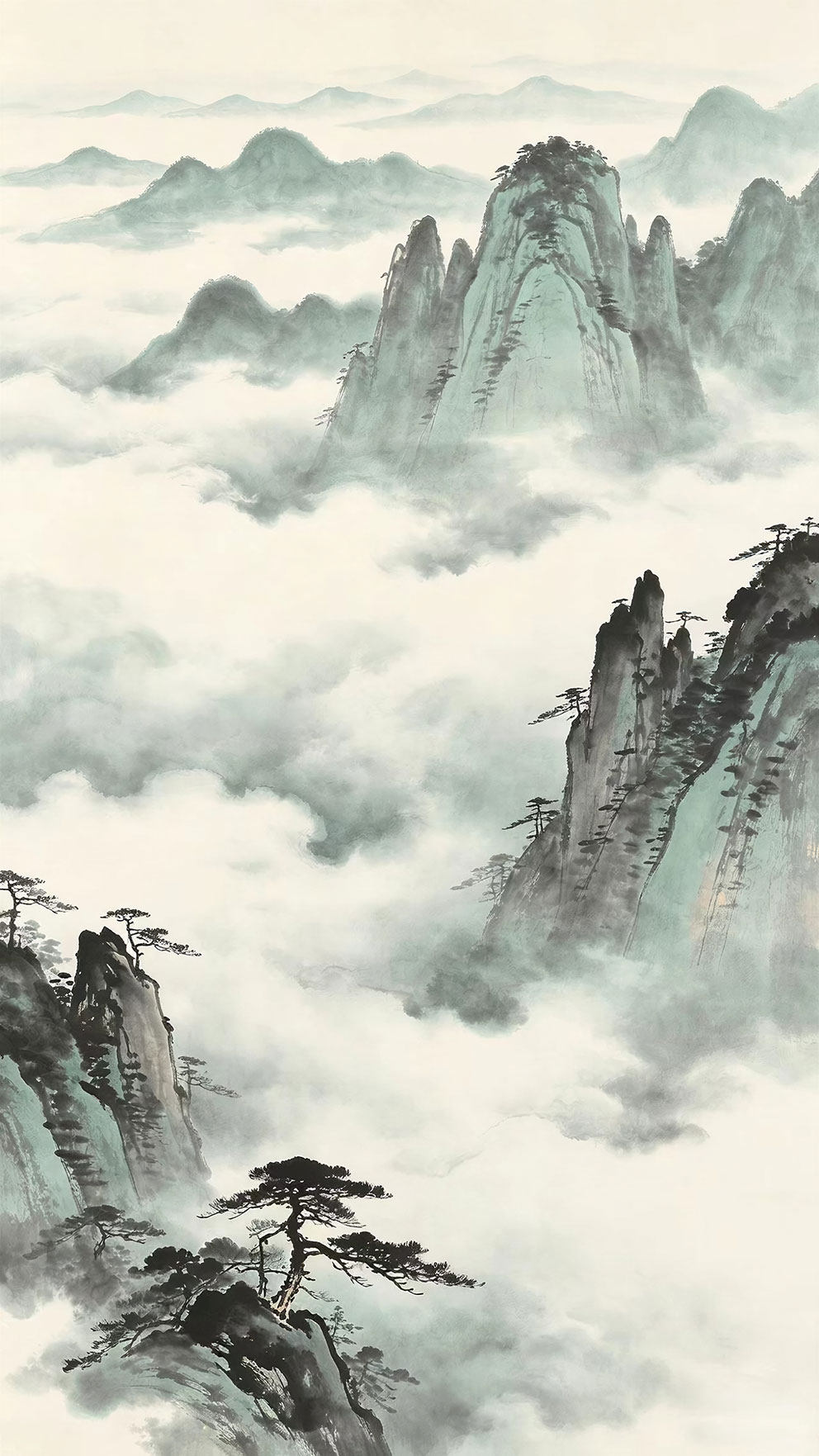 新中式玄关云海山