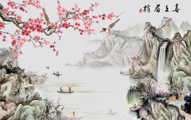 喜上眉梢 山水背
