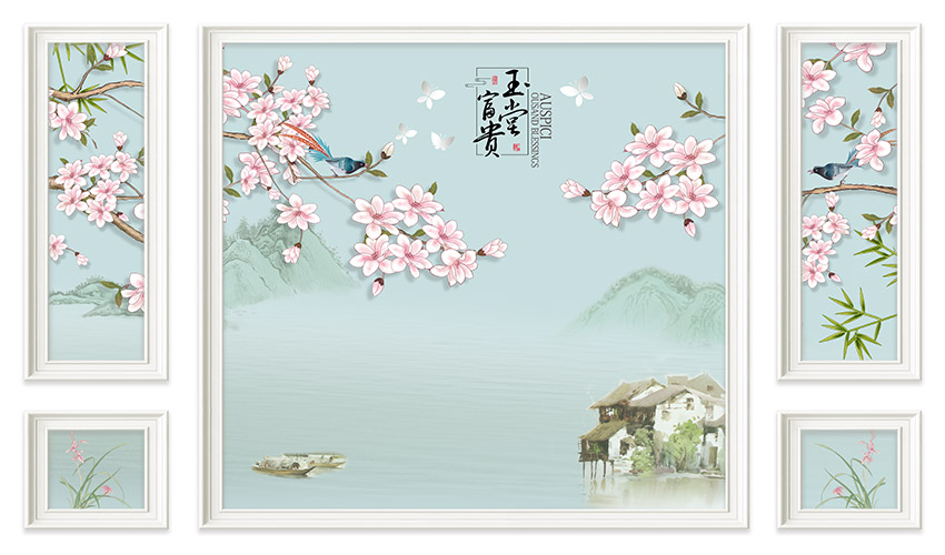 中式花鸟玉堂富贵