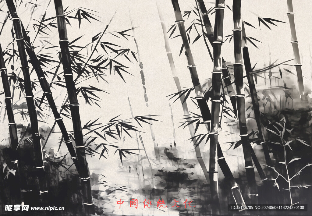 新中式背景墙水墨