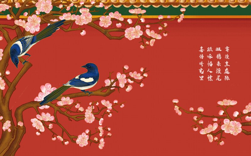 红色 背景墙 喜