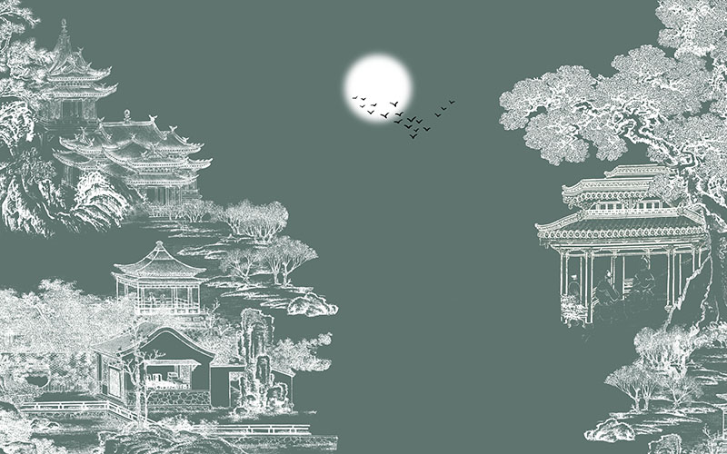 新中式背景墙白色