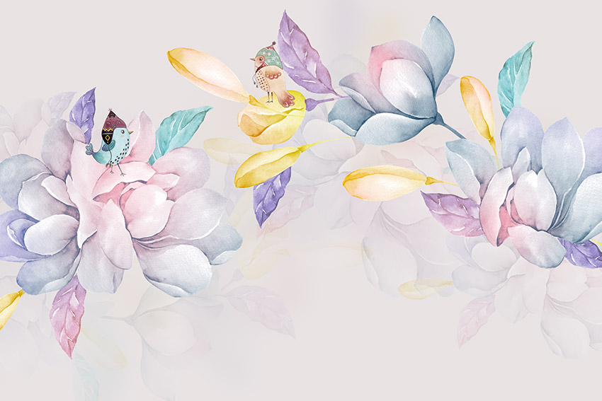 手绘花鸟 抽象背