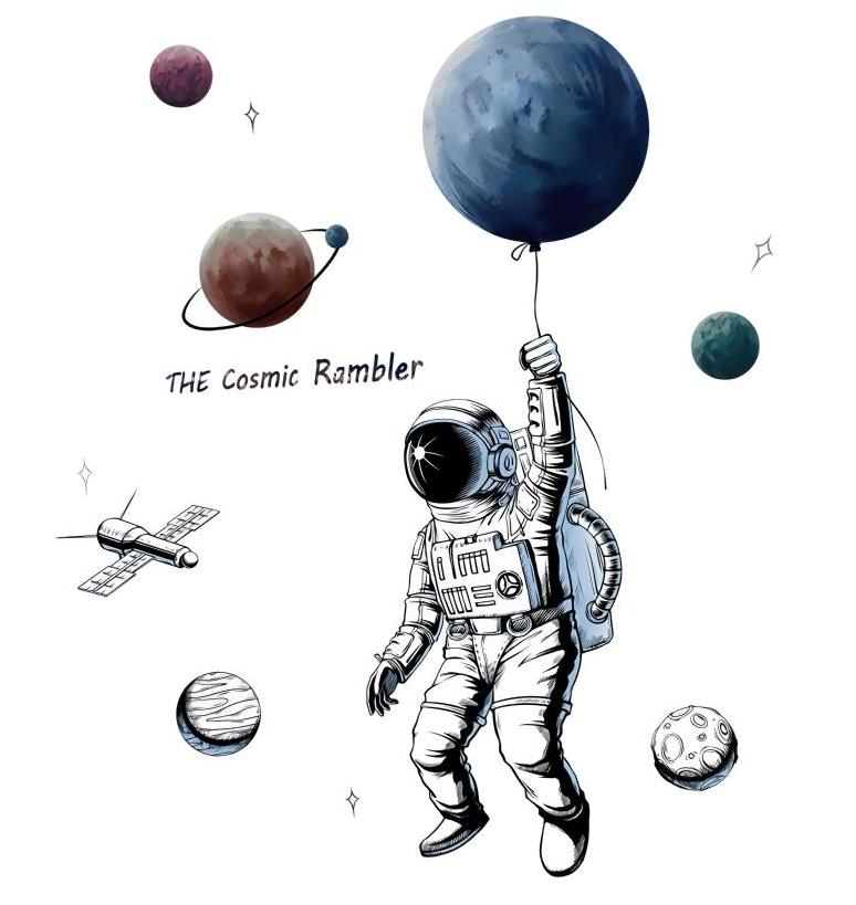 手绘宇航员太空 