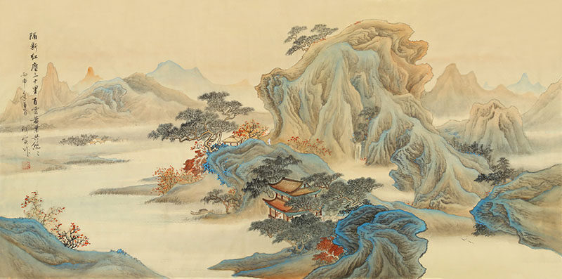 背景墙新中式彩色