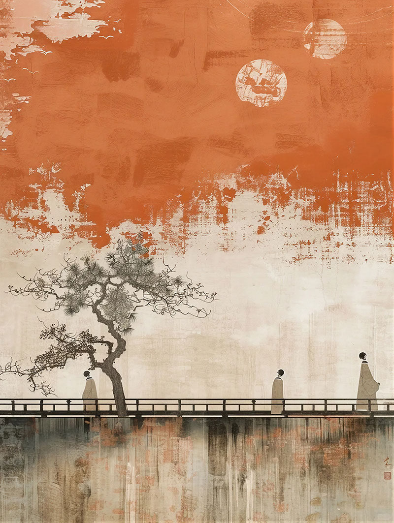 背景墙新中式古画