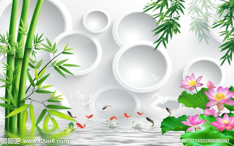 中式3D圈圈竹子