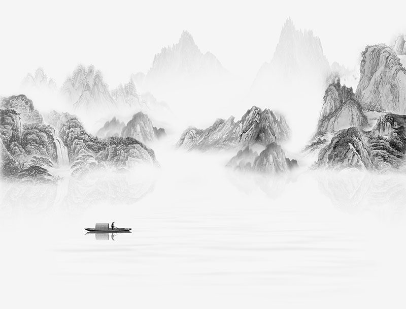 背景墙新中式山水