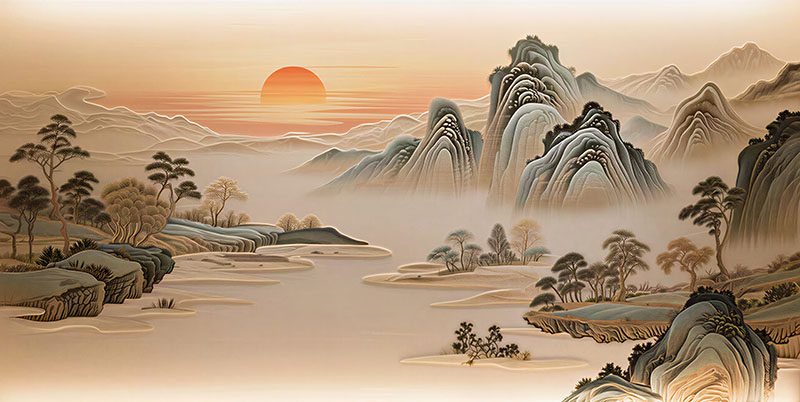 新中式背景墙复古