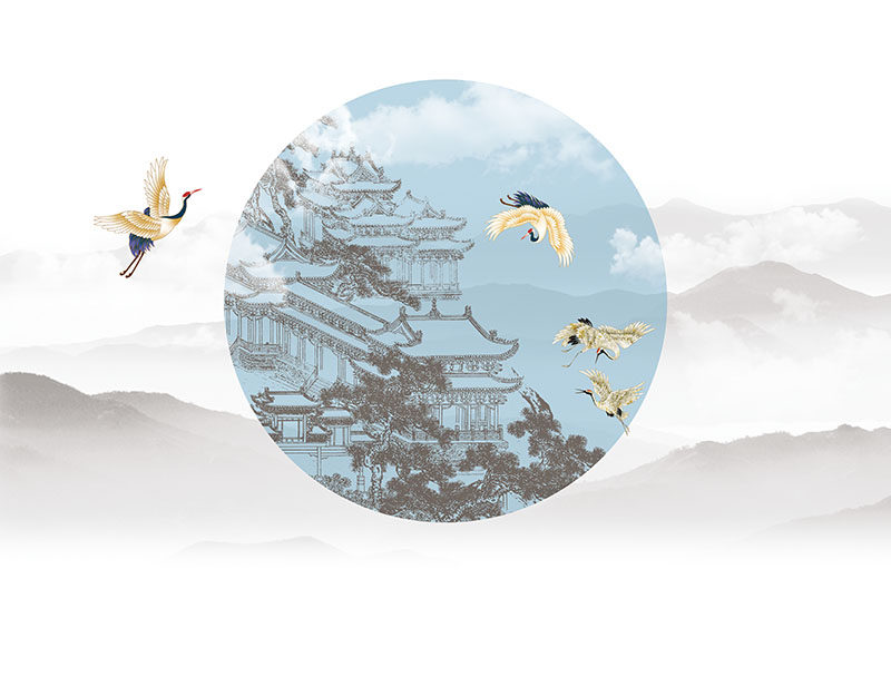 背景墙新中式山水