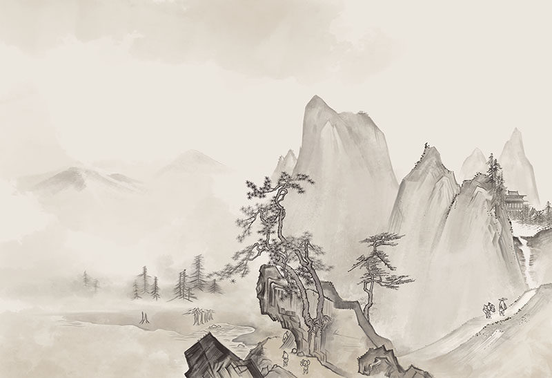 背景墙新中式山水