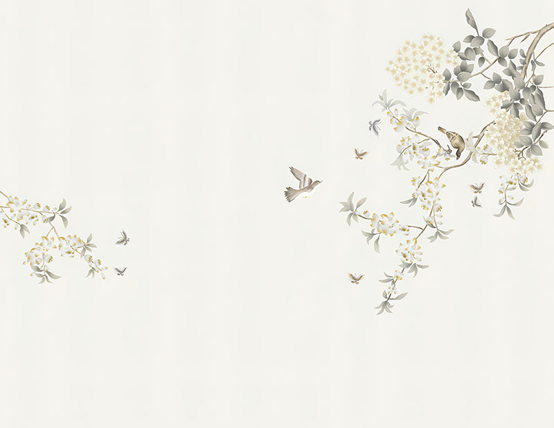 新中式背景墙花鸟