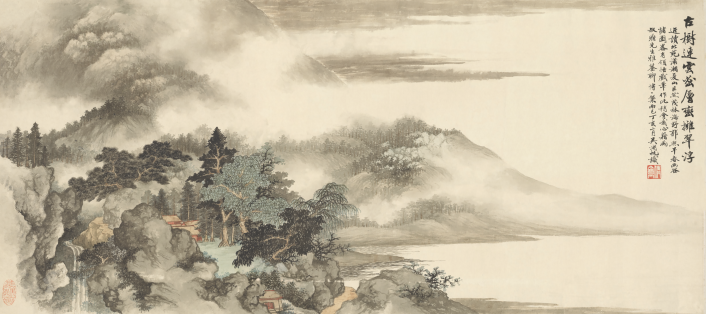 水墨国画电视墙装
