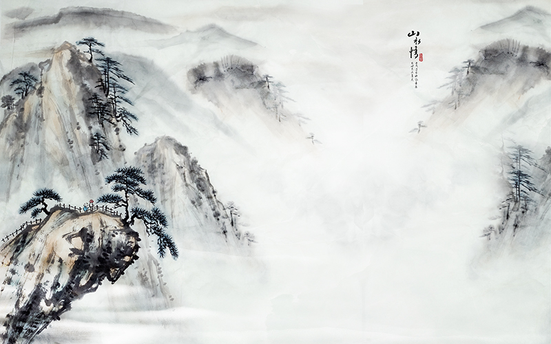 新中式水墨山水朦