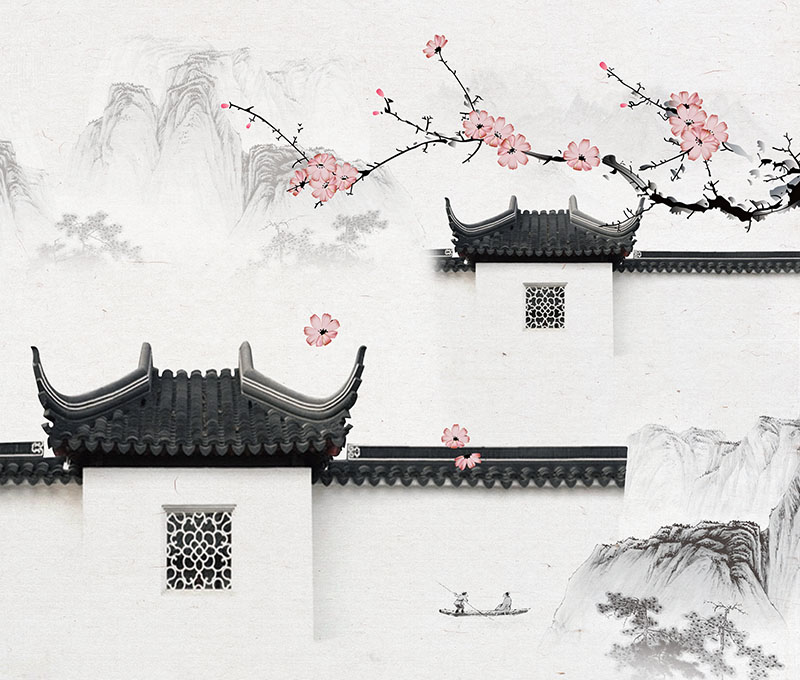 新中式背景墙徽派