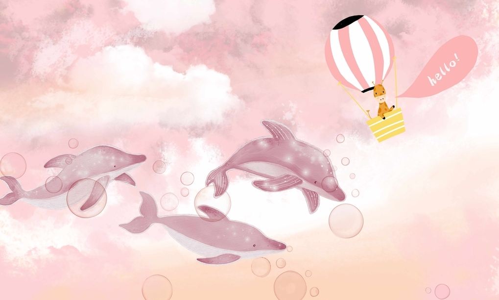 粉色鲸鱼热气球动