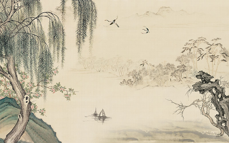 新中式复古山水花