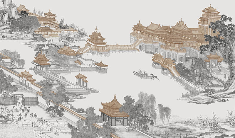 背景墙新中式阁楼