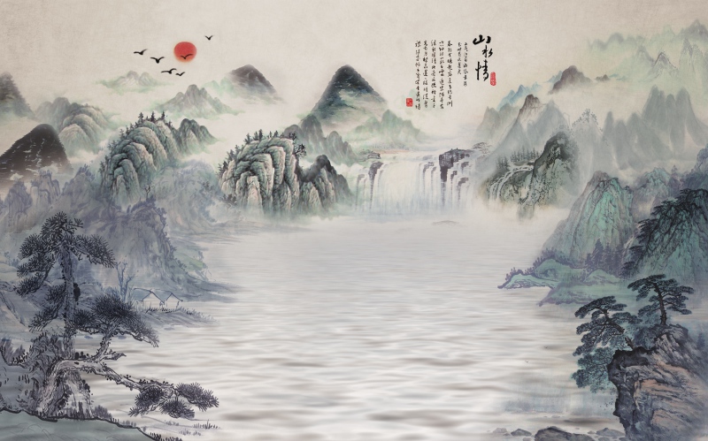 中式水墨山水电视