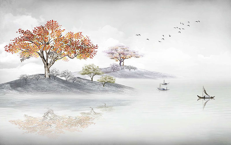 背景墙新中式山水