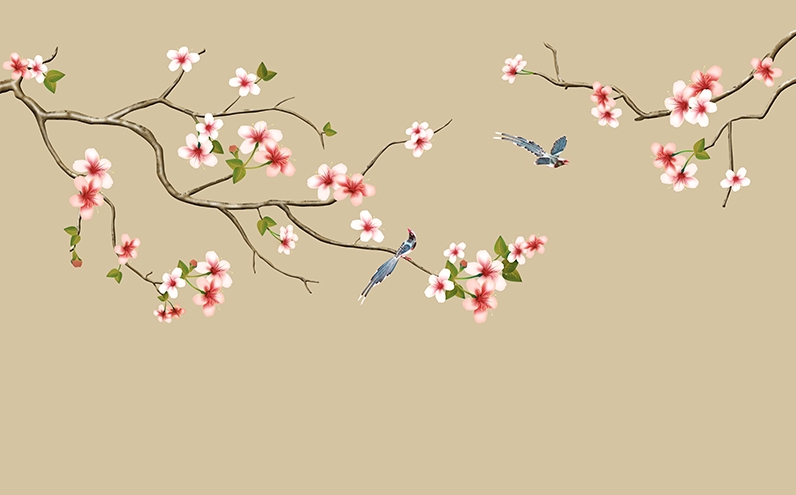 新中式花鸟背景墙