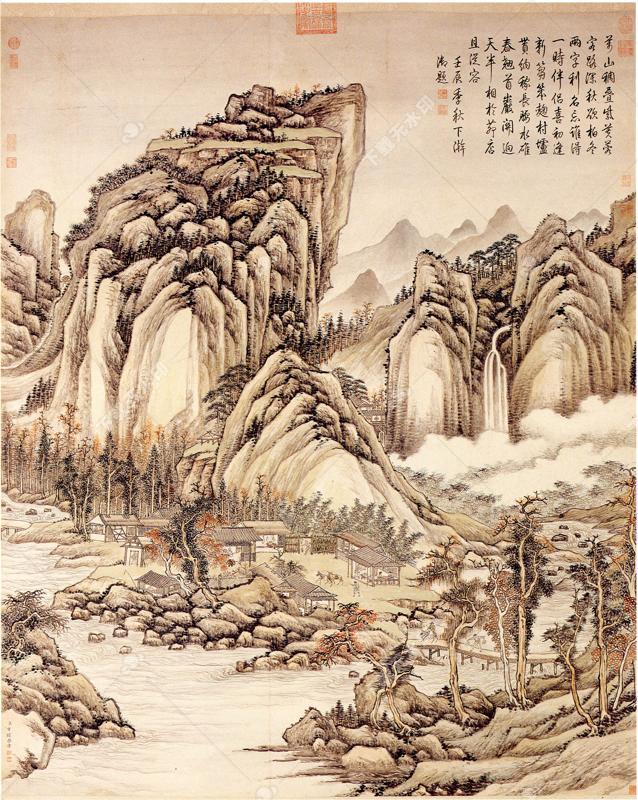 玄关中式山水古画