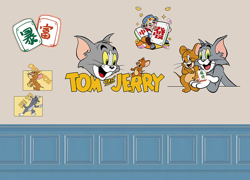 工装麻将馆卡通猫