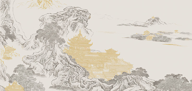 背景墙新中式阁楼