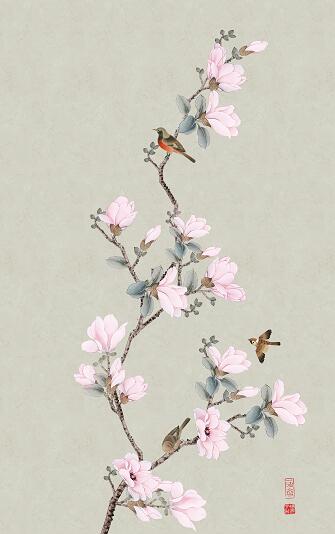 玉兰 花鸟 玄关
