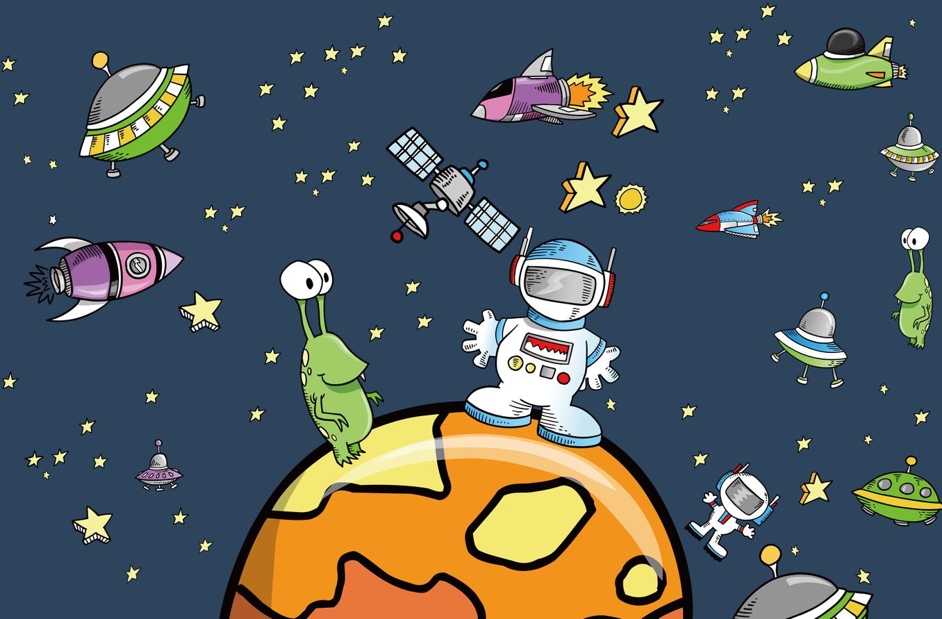 卡通宇宙星空飞船