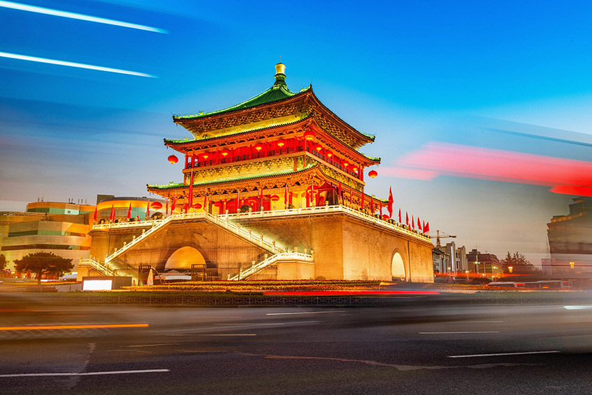 西安城市夜景城楼