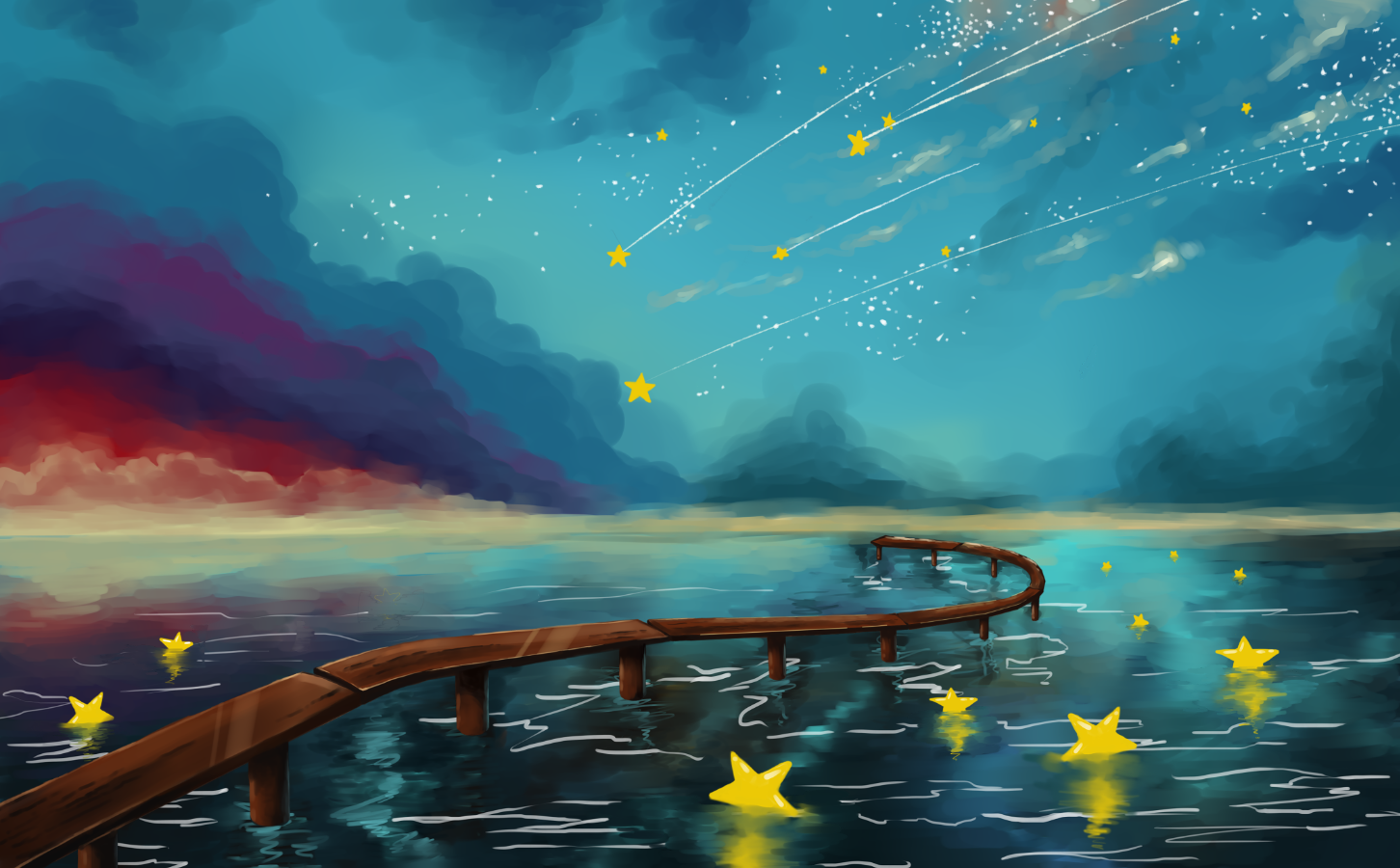 海边的流星卡通手