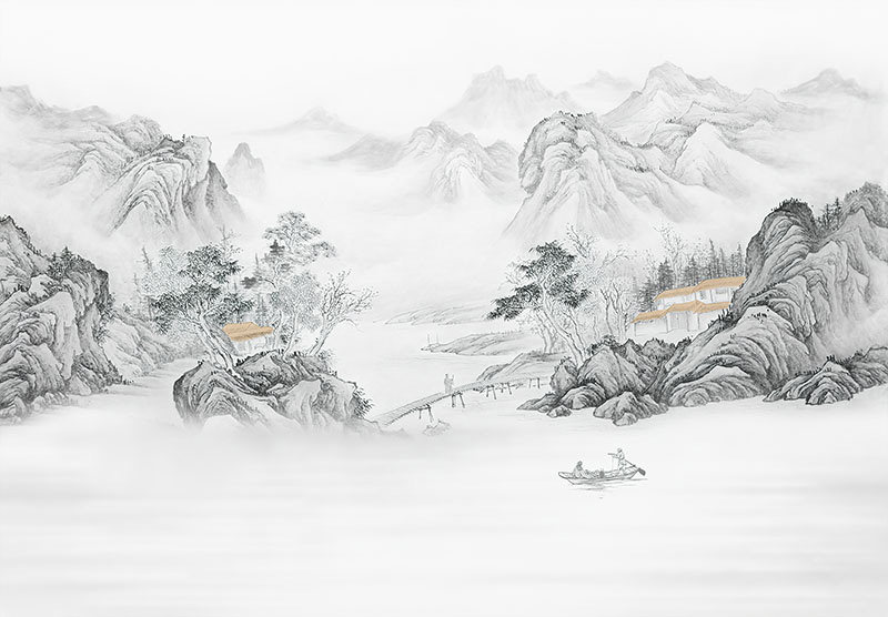 新中式背景墙金色