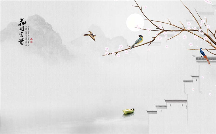 新中式复古山水花