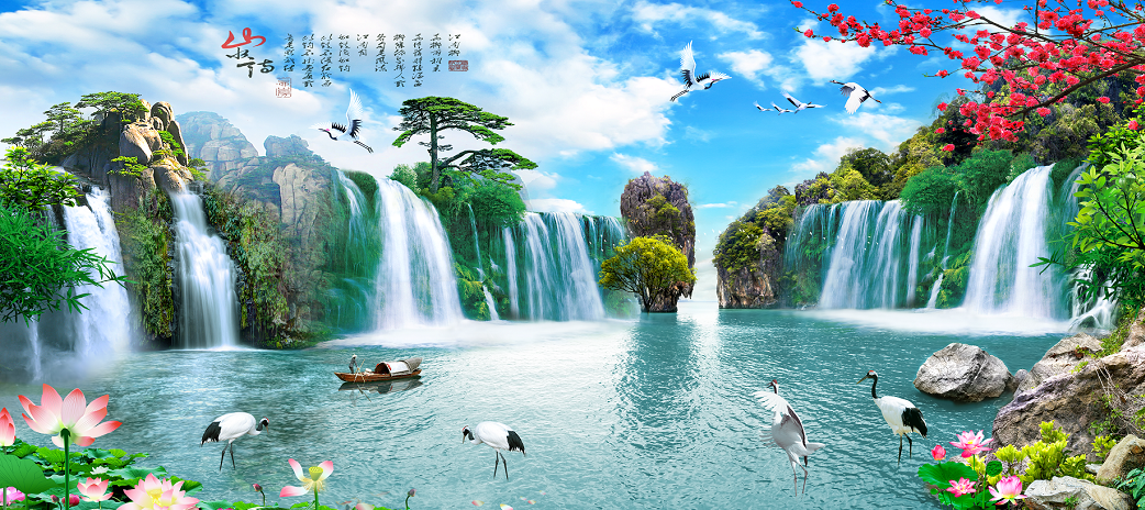 中式风景画电视背
