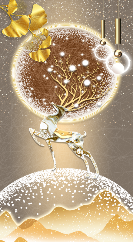 现代简约玄关麋鹿