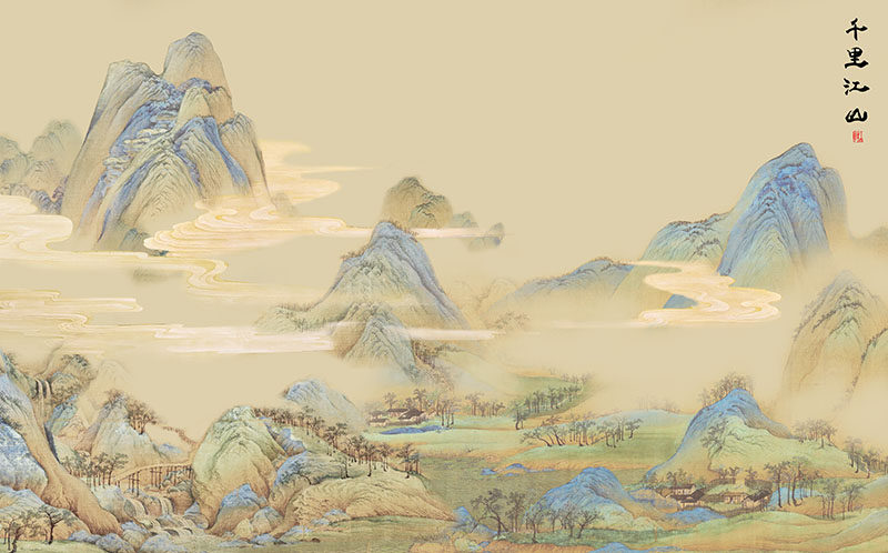 背景墙新中式金色