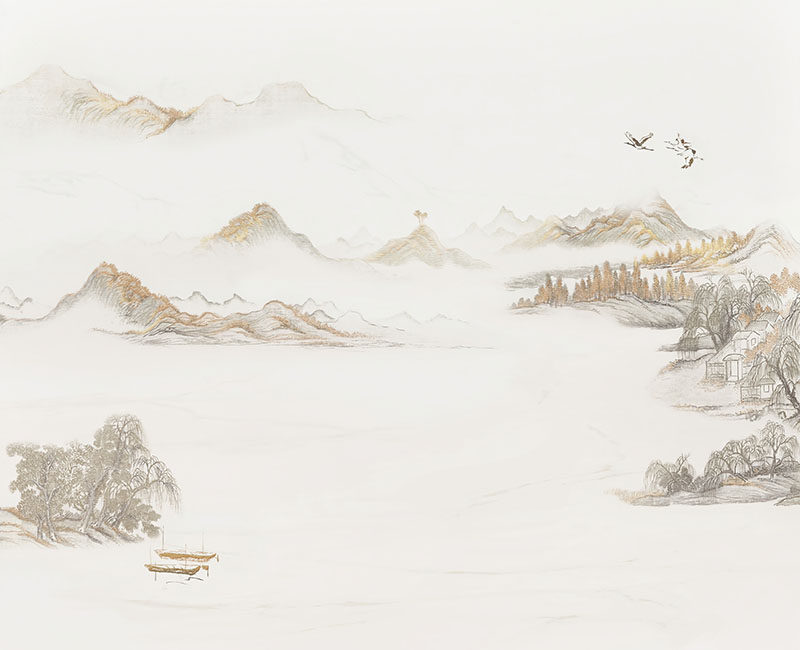 背景墙新中式山水