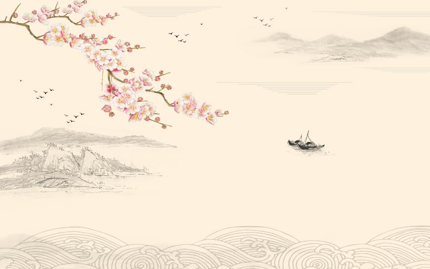 新中式意境山水桃