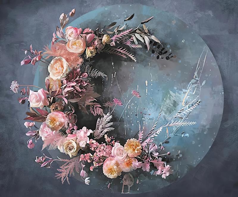 背景墙月亮花环