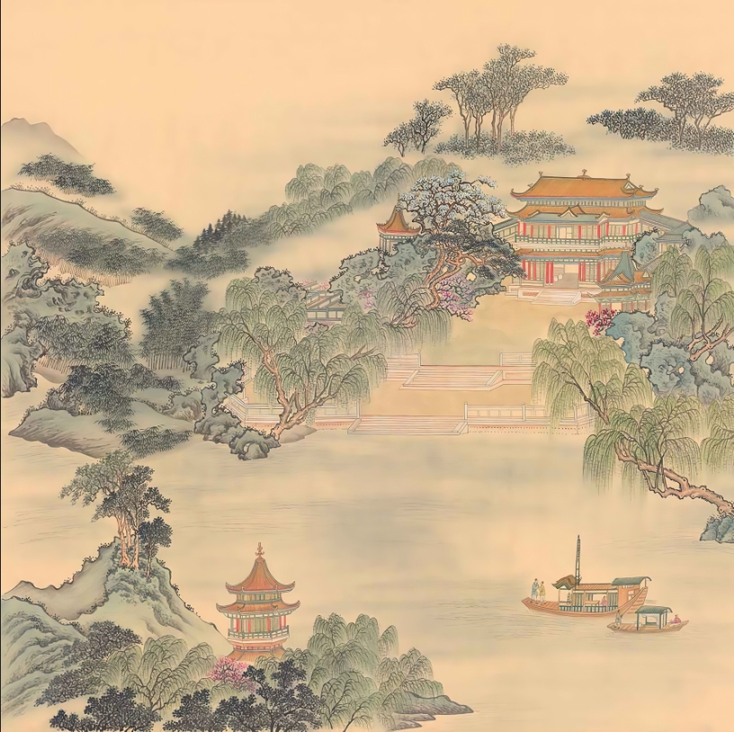 新中式山水阁楼渔