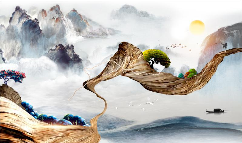 新中式水墨山水电