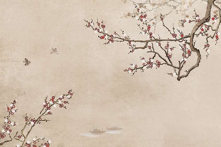 新中式花鸟背景 