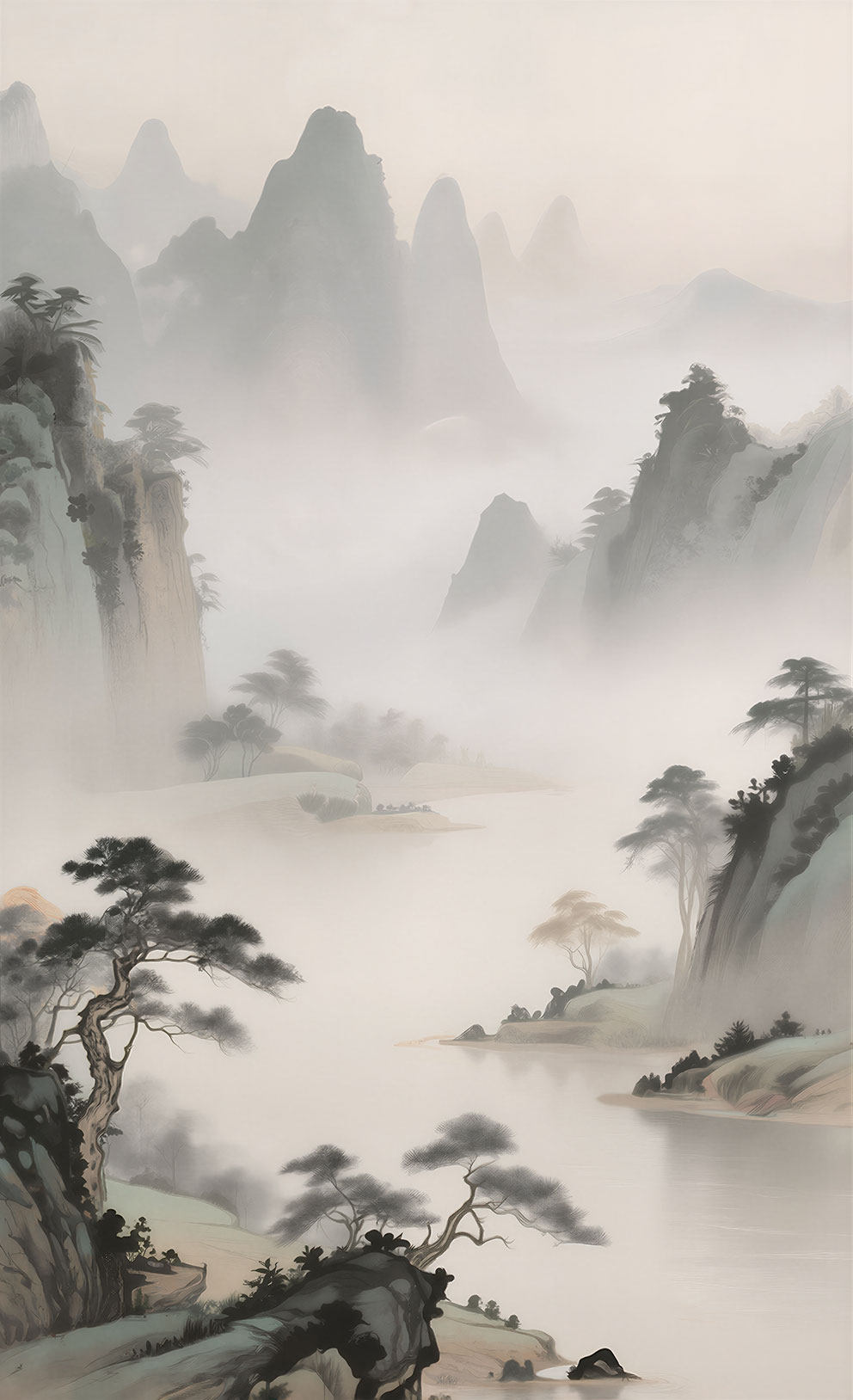 新中式山水玄关山